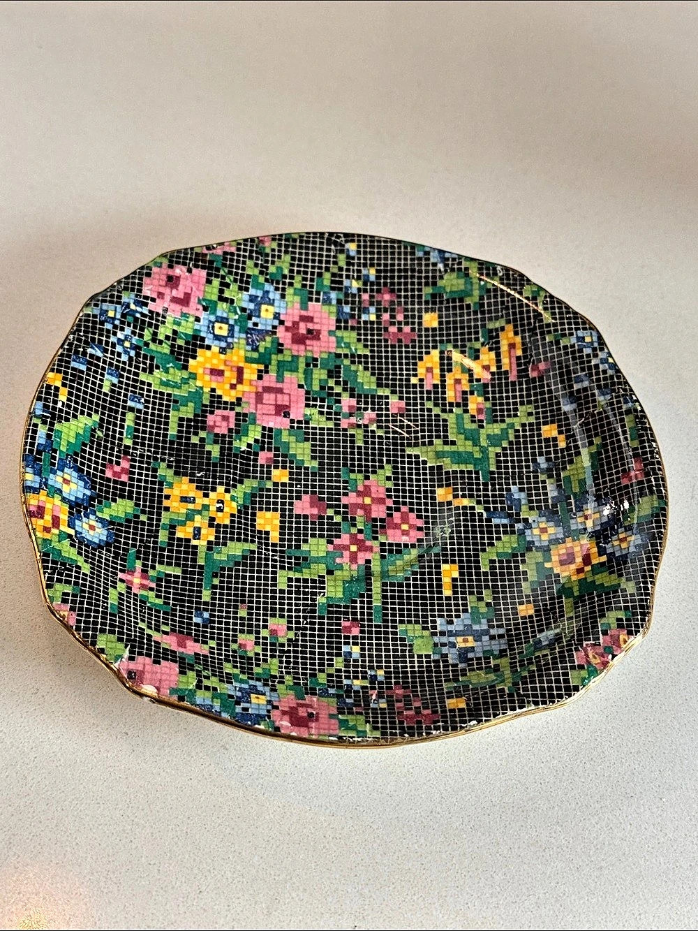 Royal Winton crossstitch Mosaic saucer Plate